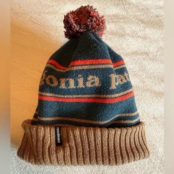 Patagonia Blue and Brown Knit Beanie - Picture 2 of 5